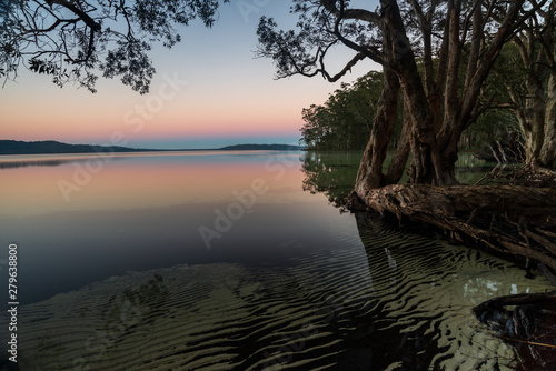 Sunrise on lake. Pre sunrise glow on Myall Lake. © Craig Milsography