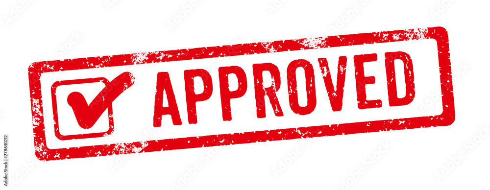 Fotografia A red stamp on a white background - Approved
