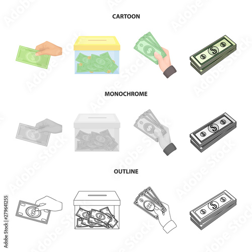 Isolated object of cash and currency symbol. Collection of cash and stack stock symbol for web.