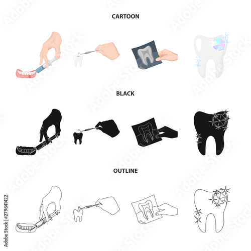 Vector design of tooth and happy logo. Set of tooth and whitening stock symbol for web.