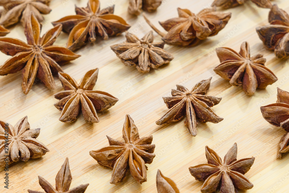 anise star anise spice on wooden background anise star anise spice on wooden background