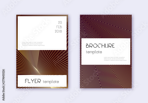 Stylish cover design template set. Gold abstract l