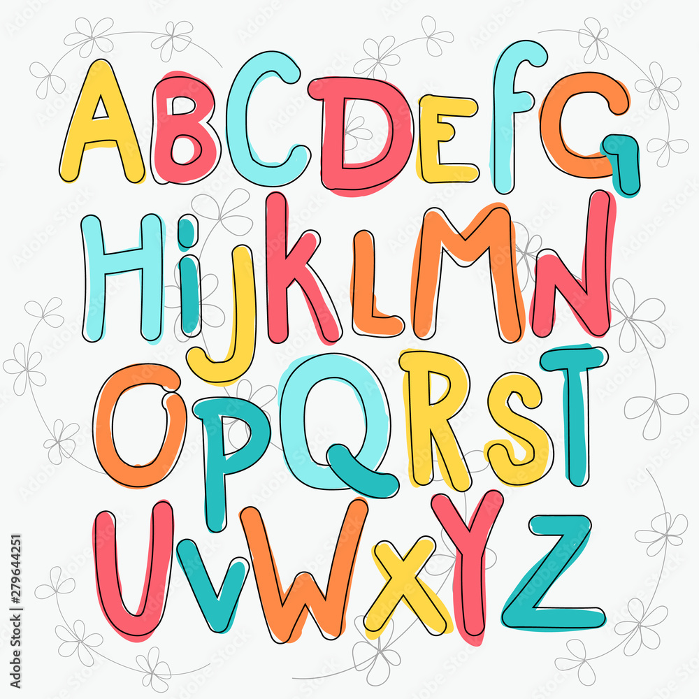 Vector set of letters, with a rough hand contour. Vector set of letters, with a rough hand contour.
