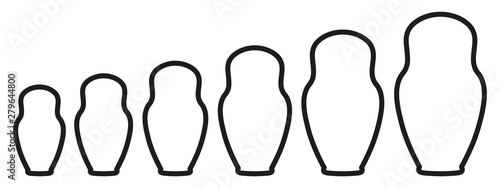Matryoshka silhouette set icons - stock vector