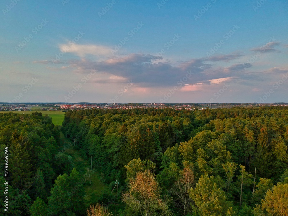 Aerial view of countryside in Minsk region of Belarus