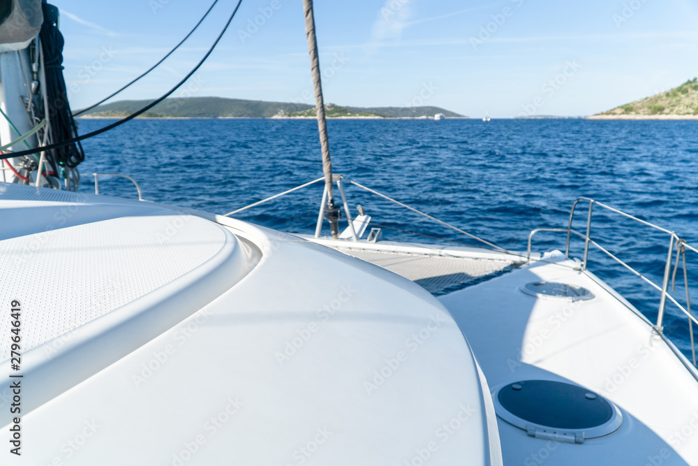 Fototapeta premium Catamaran sailing at sea in Croatia, Europe