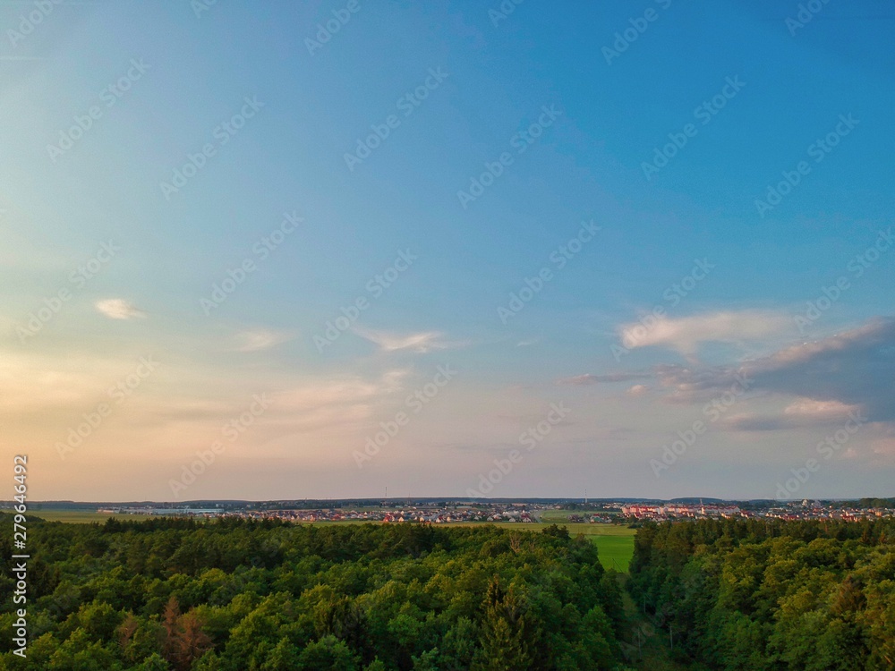 Aerial view of countryside in Minsk region of Belarus