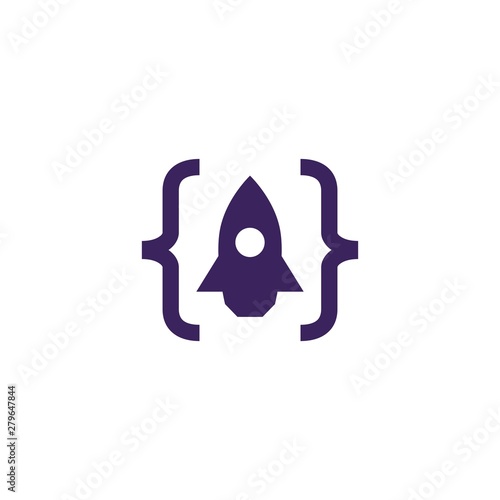code launch rocket logo vector icon illustration