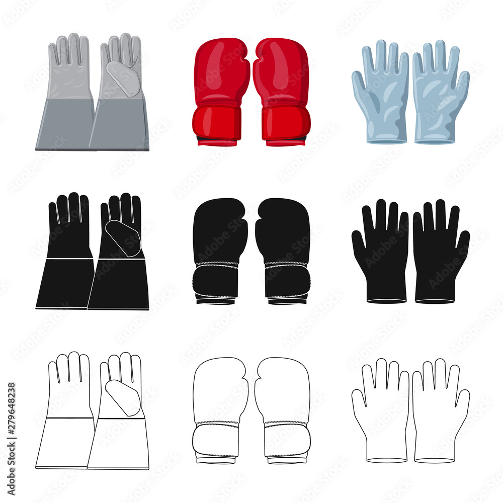 Vector design of glove and winter logo. Set of glove and equipment stock vector illustration. Vector design of glove and winter logo. Set of glove and equipment stock vector illustration.