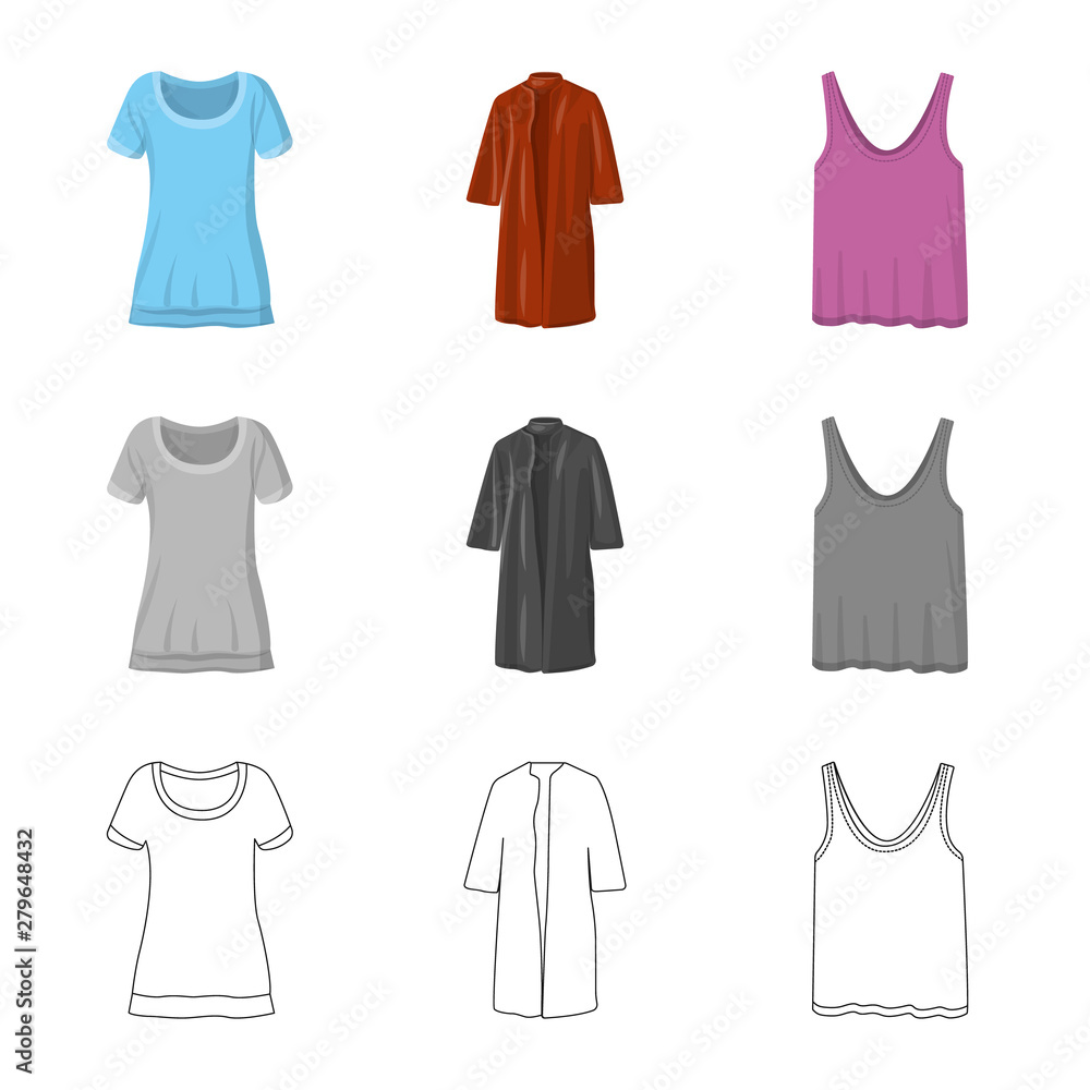 Vector design of woman and clothing icon. Set of woman and wear vector icon for stock. Vector design of woman and clothing icon. Set of woman and wear vector icon for stock.