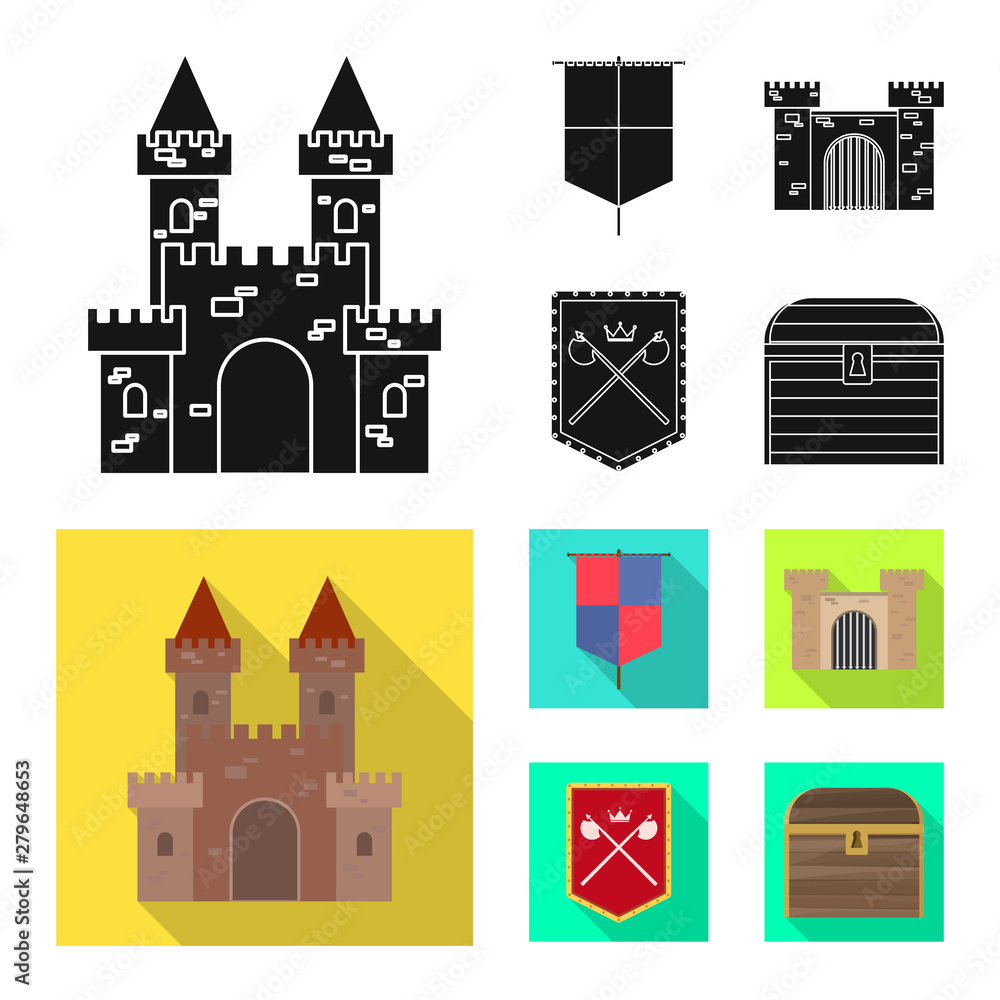 Isolated object of old and culture icon. Set of old and renaissance stock vector illustration.