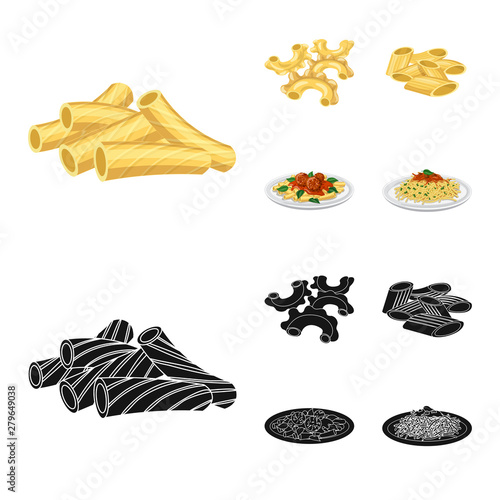 Vector illustration of pasta and carbohydrate icon. Collection of pasta and macaroni vector icon for stock.