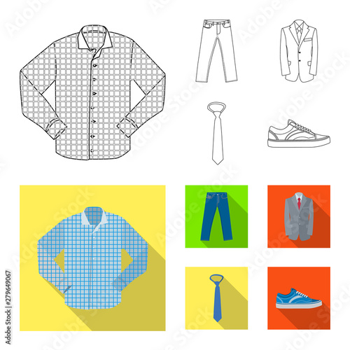 Isolated object of man and clothing logo. Collection of man and wear vector icon for stock.