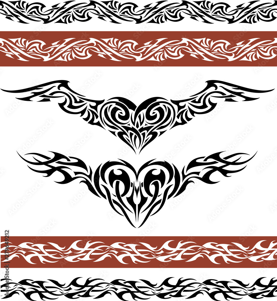 Winged Heart Tattoo Set