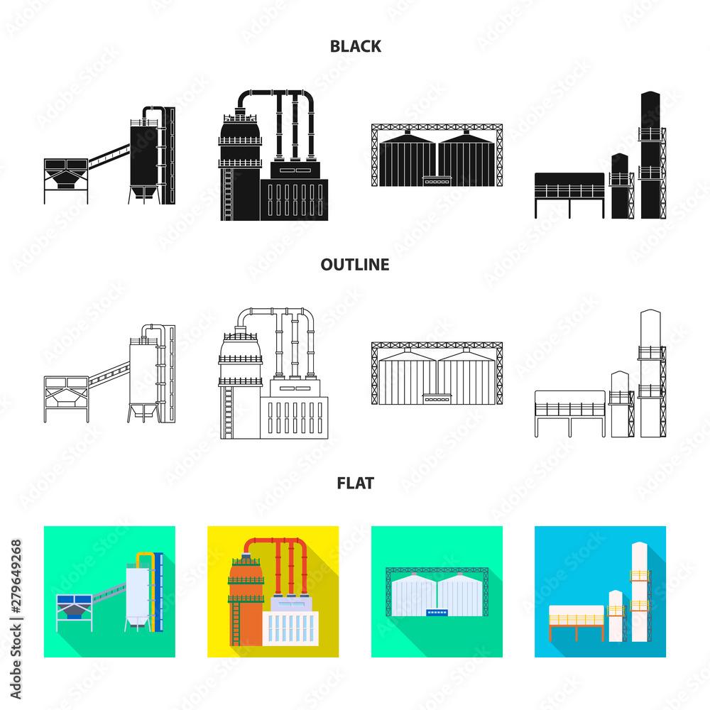Isolated object of production and structure sign. Collection of production and technology stock symbol for web.