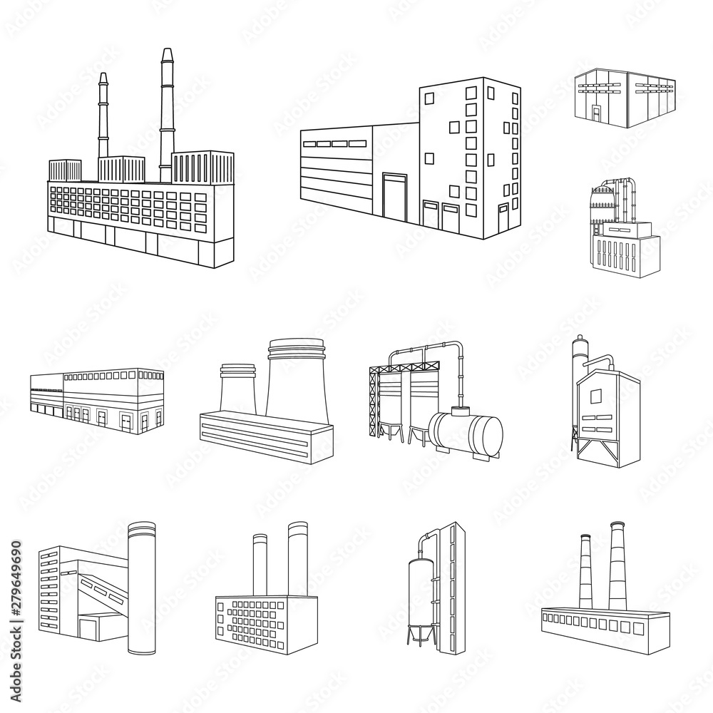 Vector design of architecture and industrial sign. Collection of architecture and building vector icon for stock.