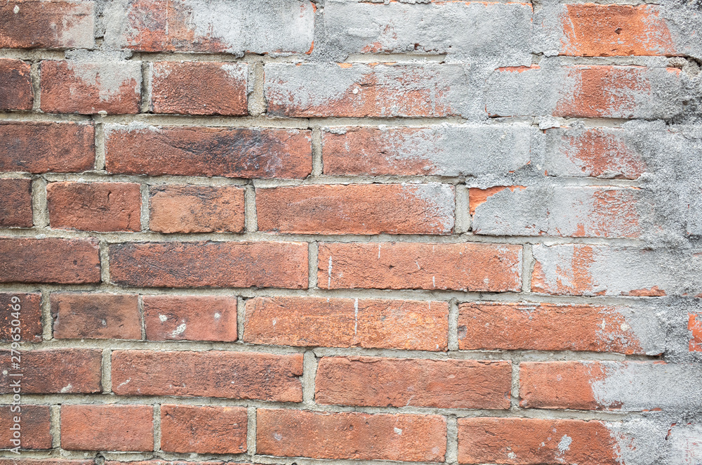 red bricks wall with gray cement red bricks wall with gray cement
