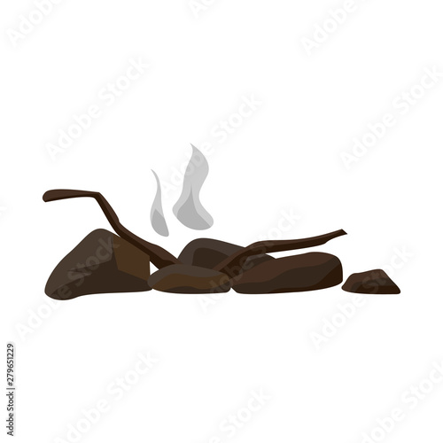 Isolated object of campfire and woodpile icon. Set of campfire and smoke vector icon for stock.