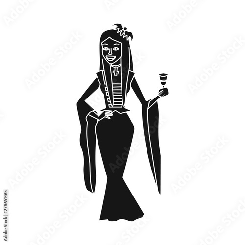 Isolated object of vampire and girl sign. Collection of vampire and ghost stock vector illustration.