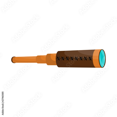 Vector illustration of spyglass and sea sign. Collection of spyglass and vintage stock vector illustration.