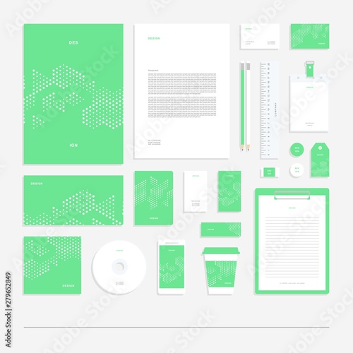 Abstract geometric technological corporate identity, stationery set.