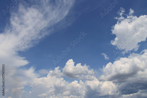 Blue sky with white clouds.