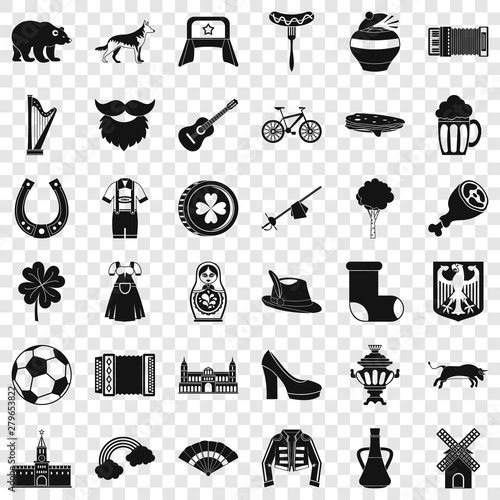 Souvenir icons set. Simple style of 36 souvenir vector icons for web for any design photo