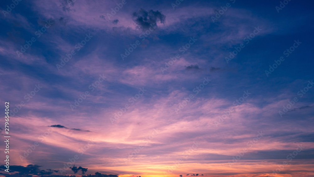 colorful dramatic sky with cloud at sunset