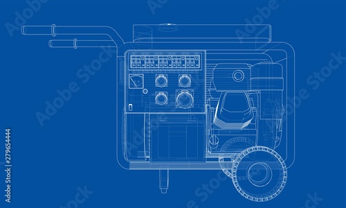 Outline portable gasoline generator vector
