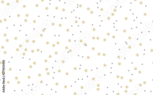 Simple seamless winter pattern with gold snowflakes on white background. hristmas seamless pattern with snowflakes.