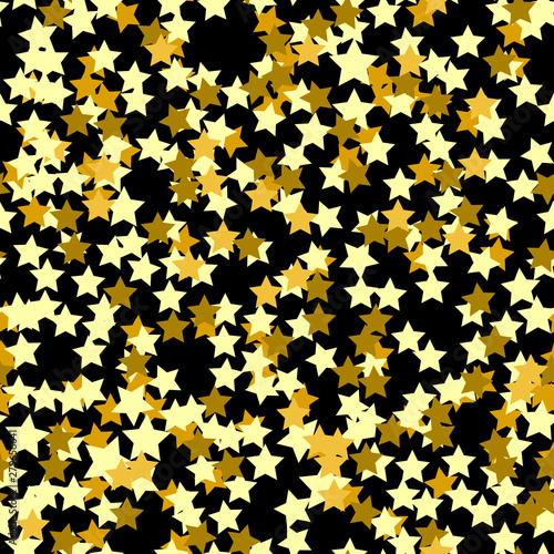 Gold stars. Confetti celebration  Falling golden abstract decoration for party. Abstract  modern seamless pattern with gold stars.