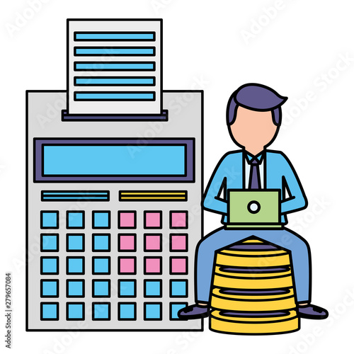elegant young businessman with calculator