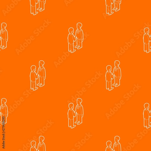 Two businessmen shaking hands pattern vector orange for any web design best