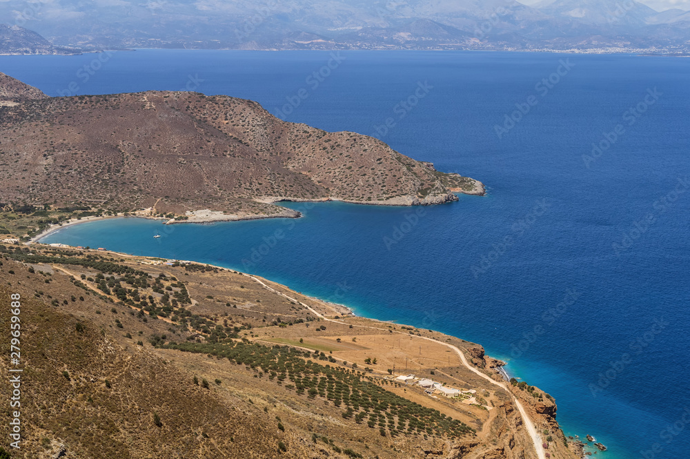 Amazing landscape and view to Malavras beach of Crete island, Greece Amazing landscape and view to Malavras beach of Crete island, Greece