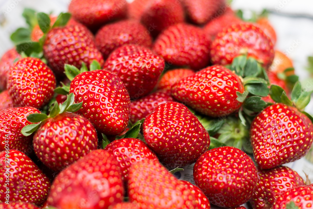 background from freshly harvested strawberries, directly above background from freshly harvested strawberries, directly above