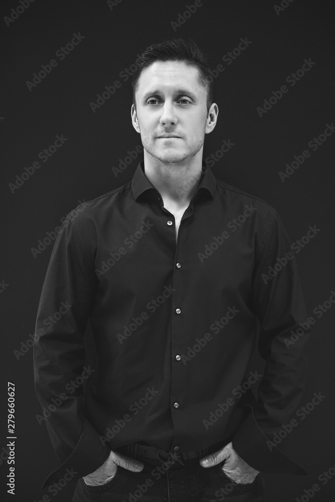 Business man in gray shirt portrait Business man in gray shirt portrait