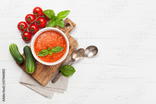 Cold gazpacho soup photo