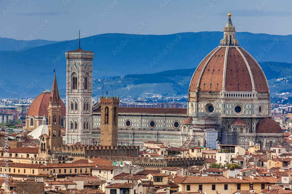 Santa Maria del Fiore and the beautiful city of Florence from Michelangelo Square