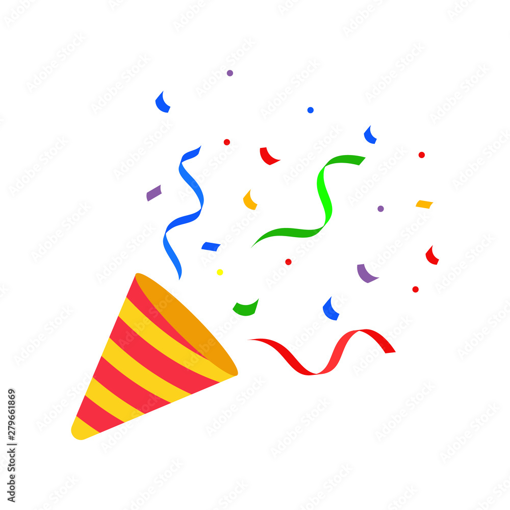 Popper. Confetti. Flat design. Vector. Stock Vector Adobe Stock