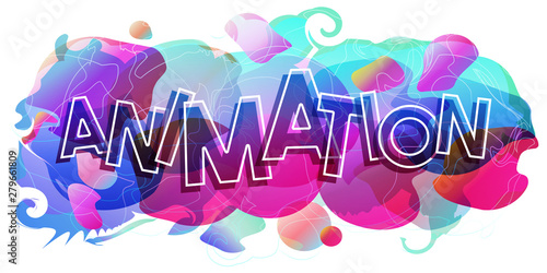 Vector creative illustration of Animation word