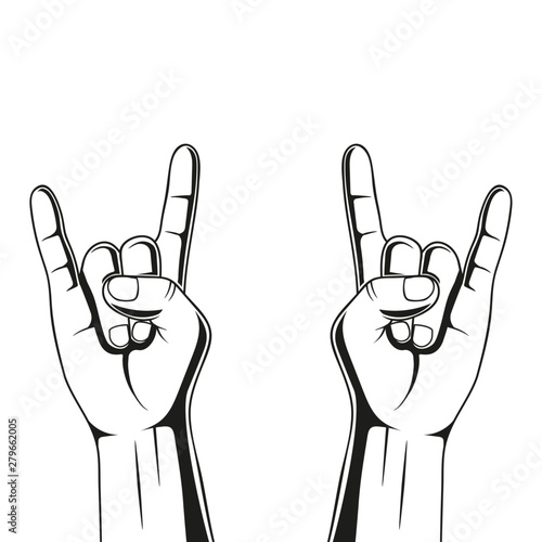 Two hands. Rock sign. Vector illustration.