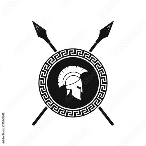 Spartan shield and helmet logo. Vector.