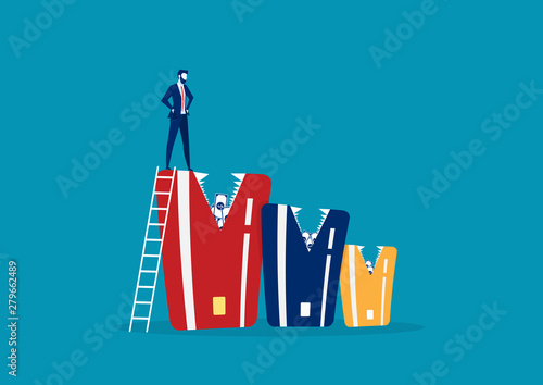 Businessmen who failed and have no money,   money attract into credit card  concept