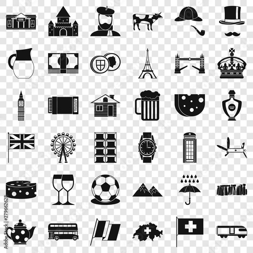 Spain icons set. Simple style of 36 spain vector icons for web for any design