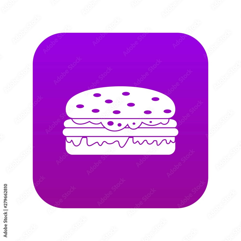 Burger icon digital purple for any design isolated on white vector illustration Burger icon digital purple for any design isolated on white vector illustration