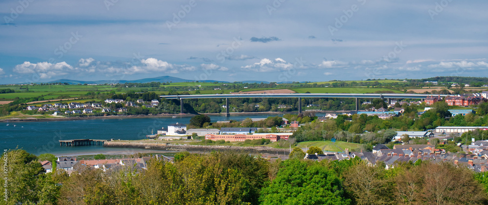 The Cleddau Bridge spanning the River Cleddau between Neyland and Pembroke Dock in Pembrokeshire, Wales, UK
