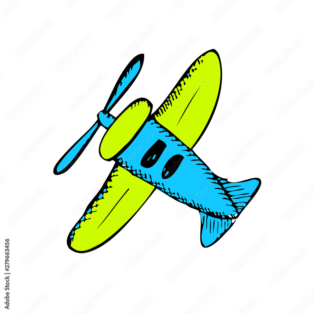 A drawing of a children's plane. Vector illustration A drawing of a children's plane. Vector illustration