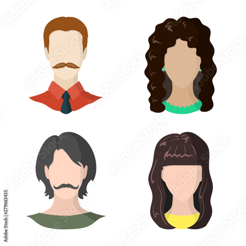 Vector illustration of avatar and dummy icon. Collection of avatar and figure vector icon for stock.