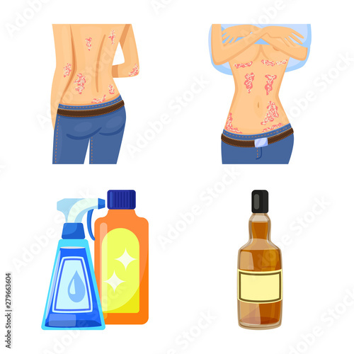 Vector design of pain and dermatology symbol. Collection of pain and healthcare stock symbol for web.