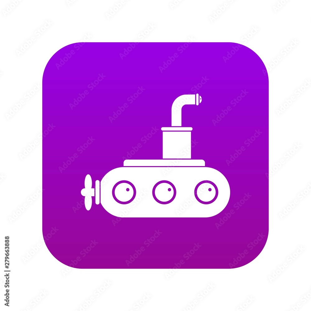 Submarine icon digital purple for any design isolated on white vector illustration Submarine icon digital purple for any design isolated on white vector illustration